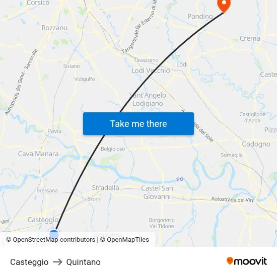 Casteggio to Quintano map