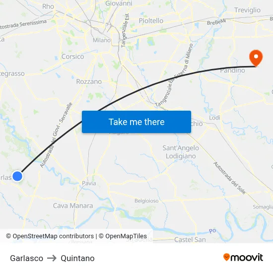 Garlasco to Quintano map