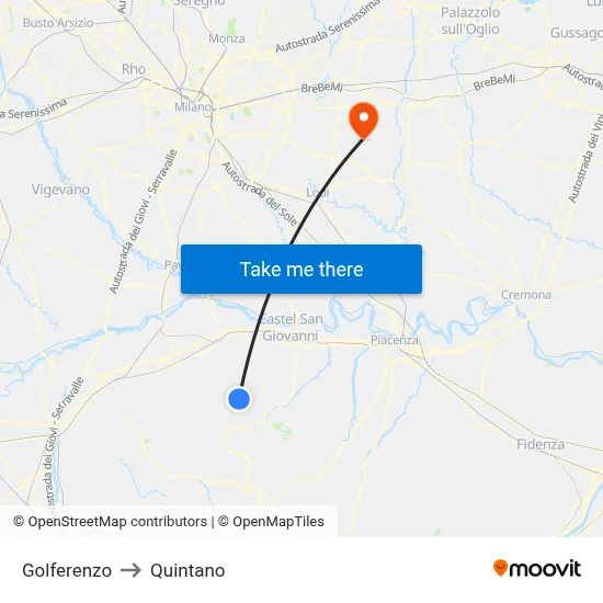Golferenzo to Quintano map