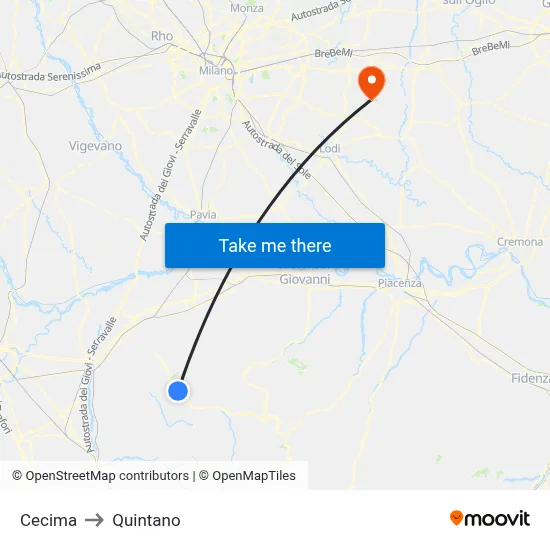 Cecima to Quintano map