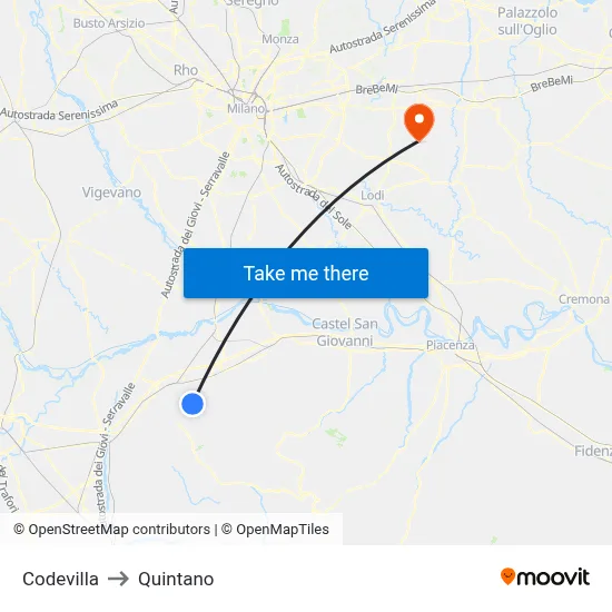 Codevilla to Quintano map