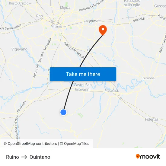Ruino to Quintano map
