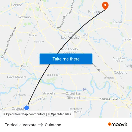 Torricella Verzate to Quintano map