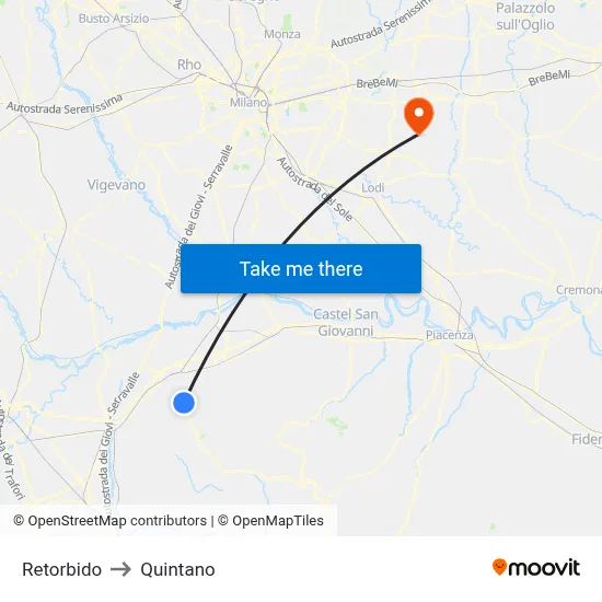 Retorbido to Quintano map