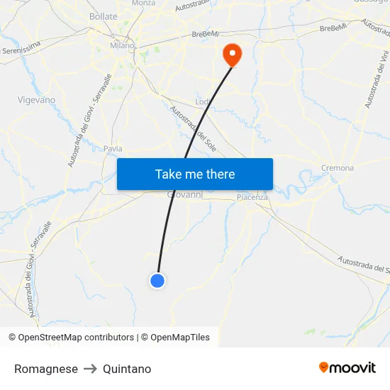 Romagnese to Quintano map