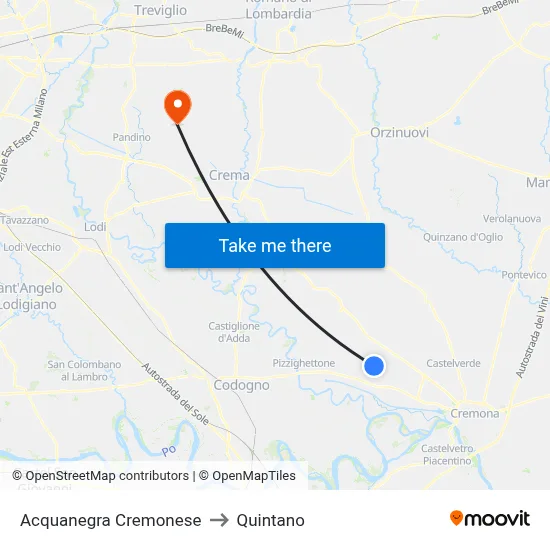 Acquanegra Cremonese to Quintano map
