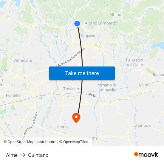 Almè to Quintano map