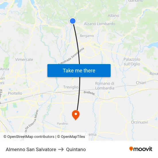 Almenno San Salvatore to Quintano map