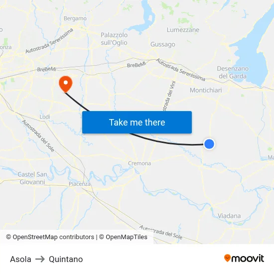 Asola to Quintano map