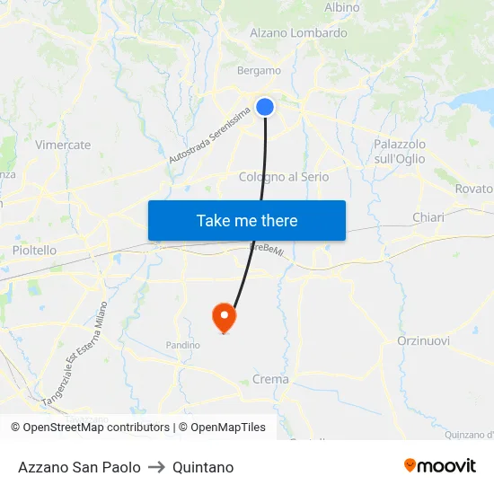 Azzano San Paolo to Quintano map