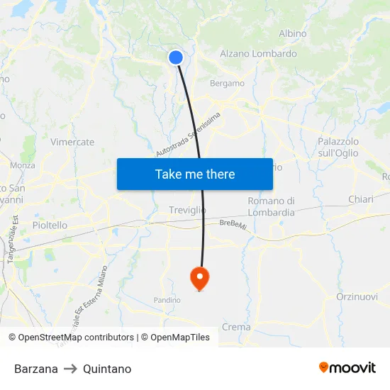 Barzana to Quintano map