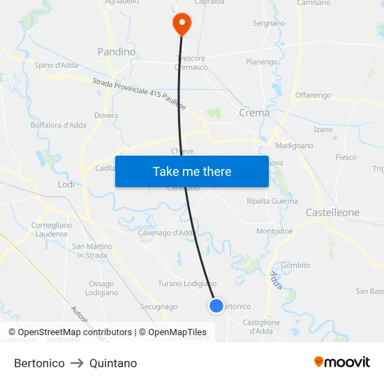 Bertonico to Quintano map