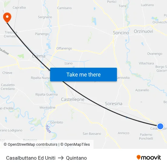 Casalbuttano Ed Uniti to Quintano map
