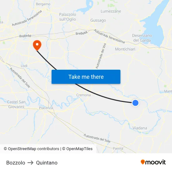 Bozzolo to Quintano map