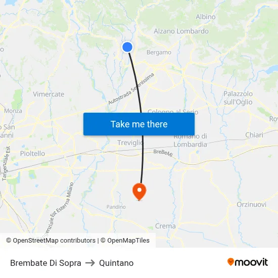 Brembate Di Sopra to Quintano map