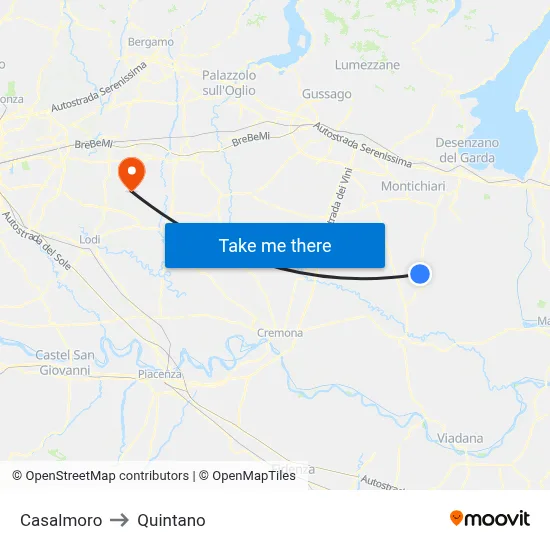 Casalmoro to Quintano map