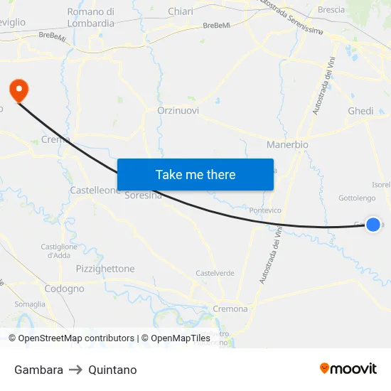 Gambara to Quintano map
