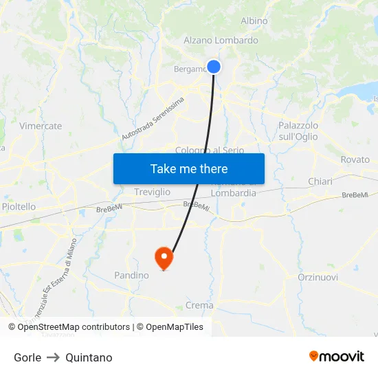 Gorle to Quintano map