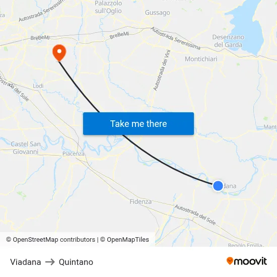 Viadana to Quintano map