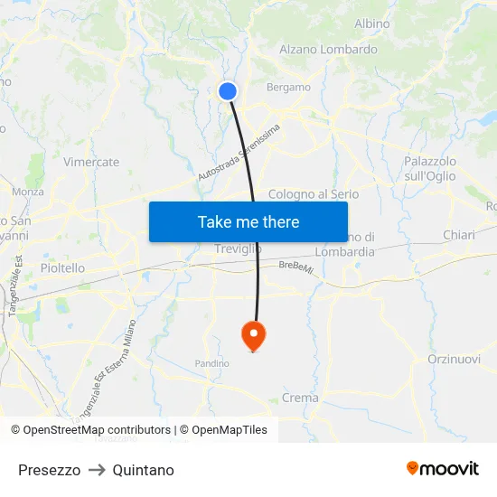 Presezzo to Quintano map