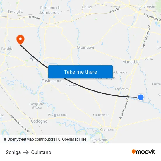 Seniga to Quintano map