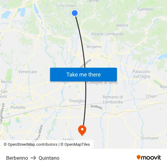 Berbenno to Quintano map