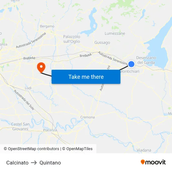 Calcinato to Quintano map