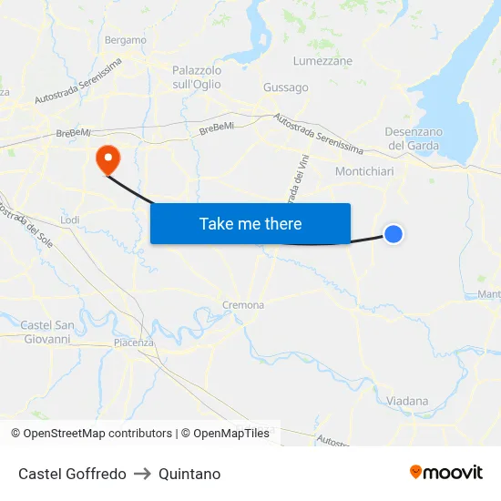 Castel Goffredo to Quintano map