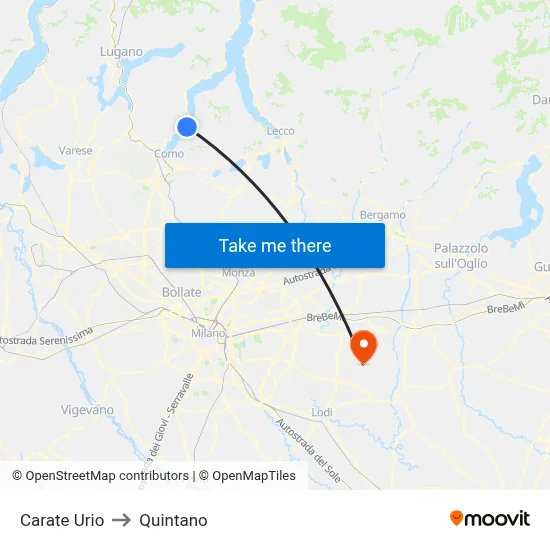 Carate Urio to Quintano map