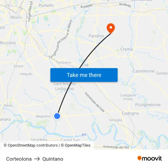 Corteolona to Quintano map