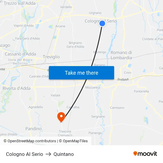 Cologno Al Serio to Quintano map