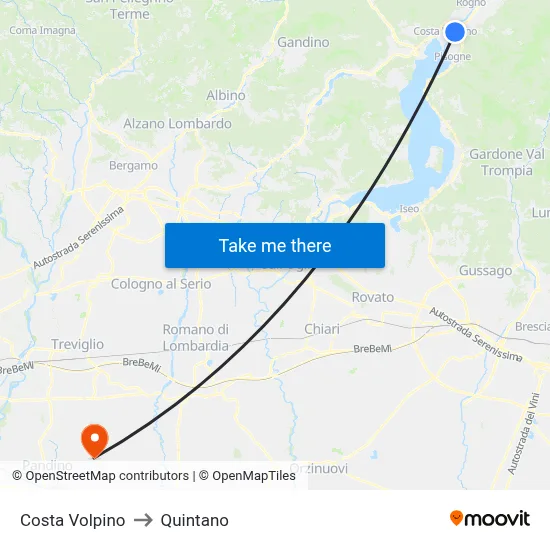 Costa Volpino to Quintano map