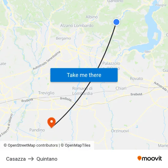 Casazza to Quintano map