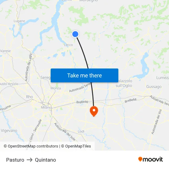 Pasturo to Quintano map