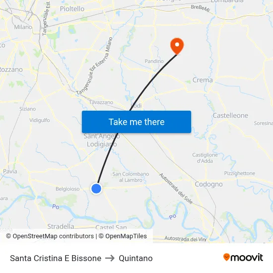 Santa Cristina And Bissone to Quintano map