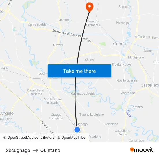Secugnago to Quintano map