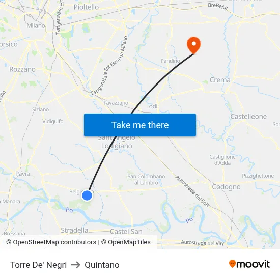 Torre De' Negri to Quintano map