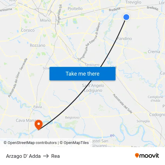 Arzago d'Adda to REA map