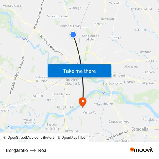 Borgarello to REA map