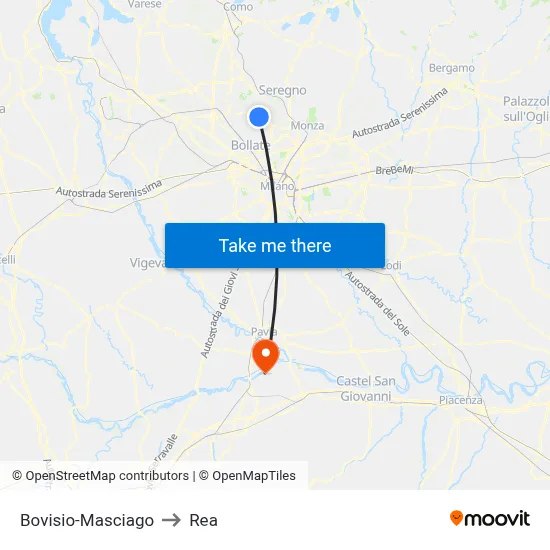 Bovisio-Masciago to REA map
