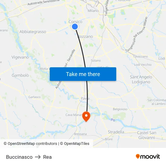 Buccinasco to REA map