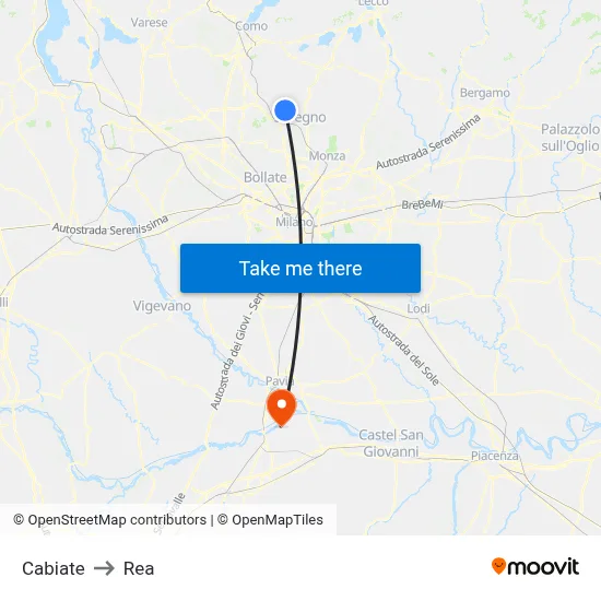 Cabiate to REA map