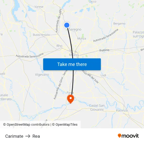 Carimate to REA map