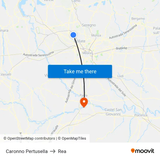 Caronno Pertusella to REA map