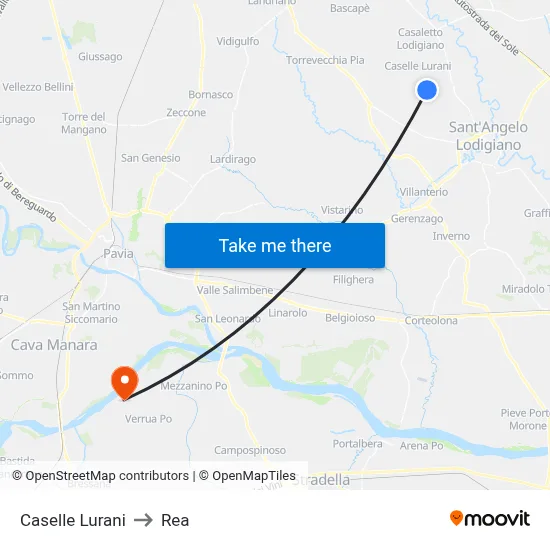 Caselle Lurani to REA map