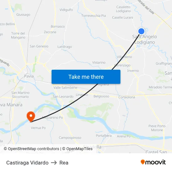 Castiraga Vidardo to REA map