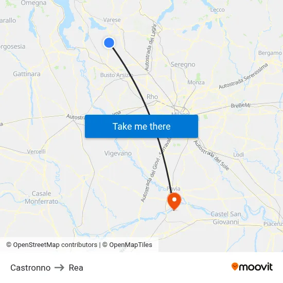 Castronno to REA map