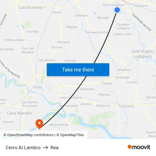 Cerro Al Lambro to REA map