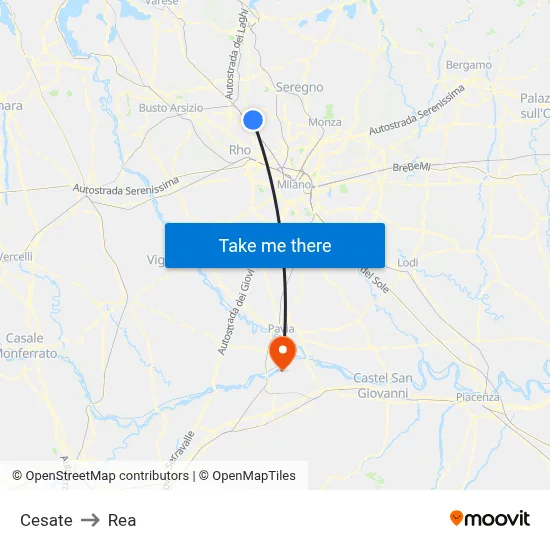 Cesate to REA map