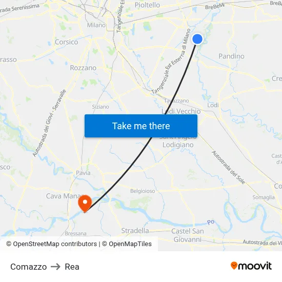 Comazzo to REA map
